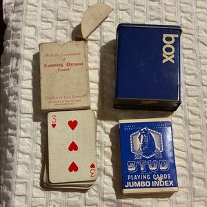 2 sets of Playing Cards Jumbo Index - Blue & a blue box to keep them in. Vintage